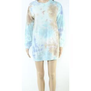 NO COMMENT Womens Ribbed Cuffs And Hem Long Sleeve Crew Neck Short Shift Dress